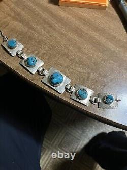 Sterling Silver Turquoise Hand Made Bracelet With German Hallmarks