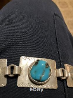 Sterling Silver Turquoise Hand Made Bracelet With German Hallmarks