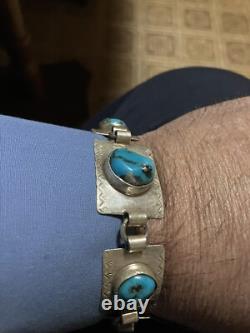 Sterling Silver Turquoise Hand Made Bracelet With German Hallmarks