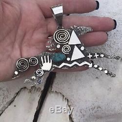 Sterling Silver Turquoise Navajo Made Horse Pendant Signed By Alex Sanchez