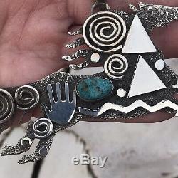 Sterling Silver Turquoise Navajo Made Horse Pendant Signed By Alex Sanchez