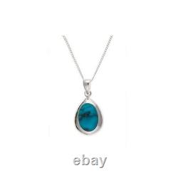 Sterling Silver Turquoise Pendant 18 Chain 925 Hallmark British Made