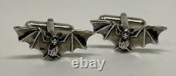 Sterling Silver Vampire Bat Cufflinks Hand Made