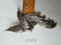 Sterling Silver Vintage Brooch 1920s-1940s, Large Bird, made in Mexico