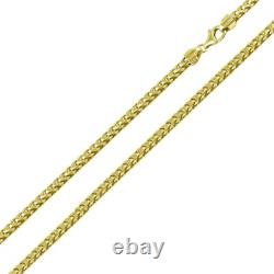 Sterling Silver Yellow Gold Plated Franco Chain Necklace, Made in Italy