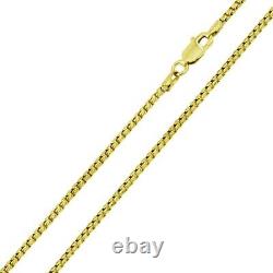 Sterling Silver Yellow Gold Plated Round Box Chain Necklace, Made in Italy