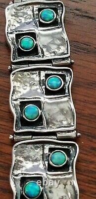 Sterling Silver and Opal Art Deco Bracelet Designer Hand Made