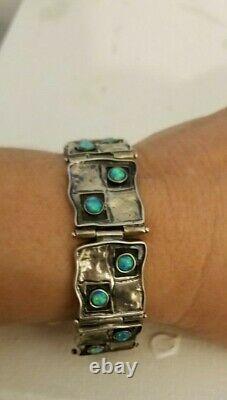 Sterling Silver and Opal Art Deco Bracelet Designer Hand Made