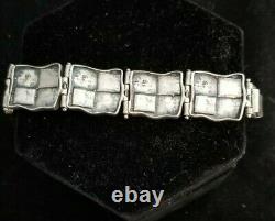 Sterling Silver and Opal Art Deco Bracelet Designer Hand Made