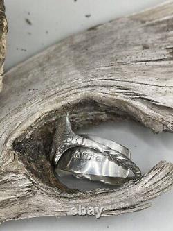 Sterling Silver statement Cocktail ring Made From Bird Claw Sugar Tongs