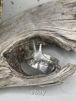 Sterling Silver statement Cocktail ring Made From Bird Claw Sugar Tongs