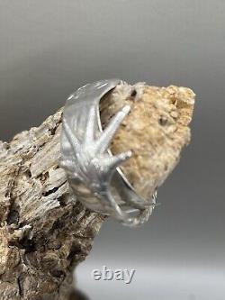 Sterling Silver statement Cocktail ring Made From Bird Claw Sugar Tongs