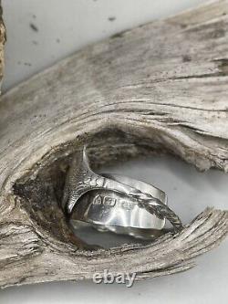 Sterling Silver statement Cocktail ring Made From Bird Claw Sugar Tongs