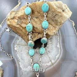 Sterling Southwestern Style Mohave Turquoise Lariat 18-20 Necklace For Women