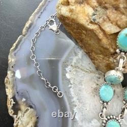 Sterling Southwestern Style Mohave Turquoise Lariat 18-20 Necklace For Women