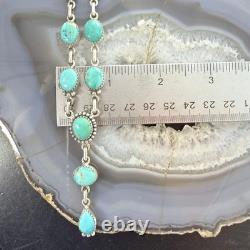 Sterling Southwestern Style Mohave Turquoise Lariat 18-20 Necklace For Women