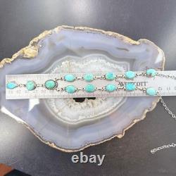 Sterling Southwestern Style Mohave Turquoise Lariat 18-20 Necklace For Women