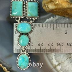 Sterling Southwestern Style Mohave Turquoise Lariat 18 Necklace For Women
