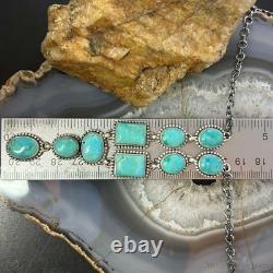 Sterling Southwestern Style Mohave Turquoise Lariat 18 Necklace For Women