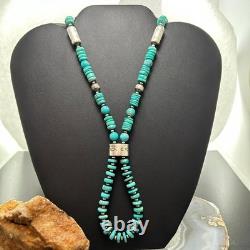 Sterling Southwestern Style Turquoise Disk Beads & Sterling Beads Necklace