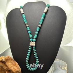 Sterling Southwestern Style Turquoise Disk Beads & Sterling Beads Necklace