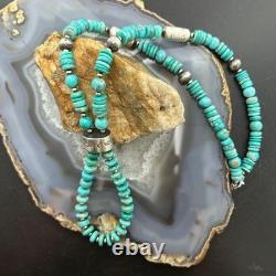 Sterling Southwestern Style Turquoise Disk Beads & Sterling Beads Necklace