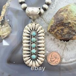 Sterling Southwestern Style Turquoise &Silver Teardrop Cluster Pendant For Women
