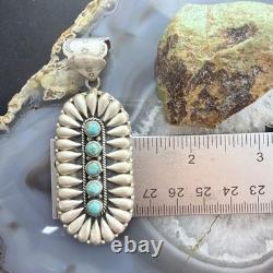 Sterling Southwestern Style Turquoise &Silver Teardrop Cluster Pendant For Women