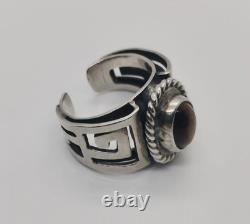 Sterling silver 925 ring. Tiger eye stone. Hand made Mexico. Adjustable size
