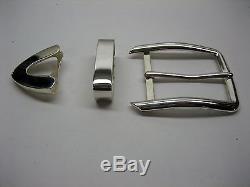 Sterling silver 925 solid buckle loop and tip 52 grams for 1.5 belt made in USA
