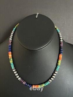 Sterling silver Multistone bead necklace 18 inch