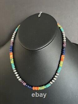 Sterling silver Multistone bead necklace 18 inch