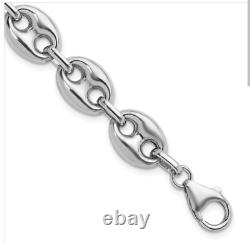 Sterling silver Rhodium plated Puffed Mariner necklace 24 Made in Italy