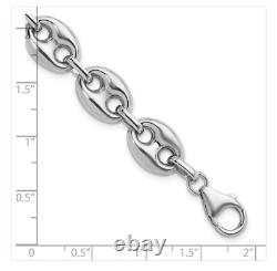 Sterling silver Rhodium plated Puffed Mariner necklace 24 Made in Italy