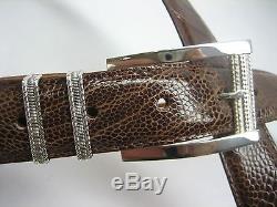 Sterling silver buckle with 30mm Genuine Ostrich belt size 26 to 46 made in U. S. A