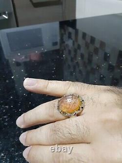 Sterling silver hand made ring with engraved agate stone! Akeek