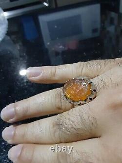 Sterling silver hand made ring with engraved agate stone! Akeek