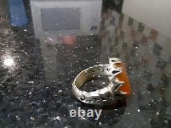 Sterling silver hand made ring with engraved agate stone! Akeek