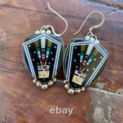 Sterling silver handmade micro inlay native American Jewelry Made By Ray Jack