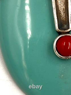 Striking Artisan Hand Made Sterling Silver Ex Large Turquoise Pendant on Chain