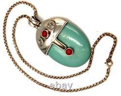 Striking Artisan Hand Made Sterling Silver Ex Large Turquoise Pendant on Chain