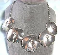 Studio Made Hollow Cast 925 Sterling Silver Necklace 66 grams discs 1 1/2