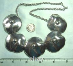 Studio Made Hollow Cast 925 Sterling Silver Necklace 66 grams discs 1 1/2