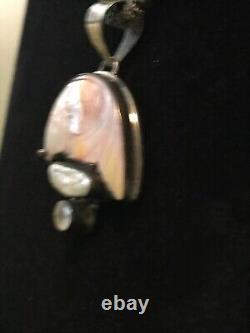 Stunning Custom Made Sterling Silver & Mother of Pearl Fish Necklace