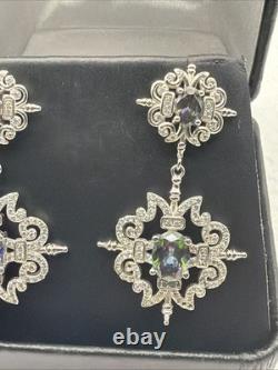 Stunning Designer Custom Made Drop & Dangle Earrings Gemstone Estate Find