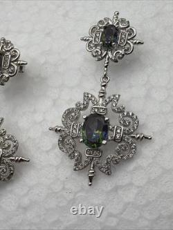 Stunning Designer Custom Made Drop & Dangle Earrings Gemstone Estate Find