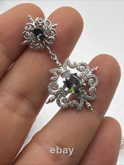 Stunning Designer Custom Made Drop & Dangle Earrings Gemstone Estate Find