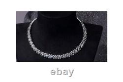 Stunning Heavy Solid Sterling Silver Necklace in Rhodium Overlay ITALIAN Made