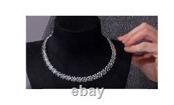 Stunning Heavy Solid Sterling Silver Necklace in Rhodium Overlay ITALIAN Made