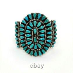 Stunning Large Zuni Petit Point Turquoise Cuff Bracelet Artisan Made Signed MS